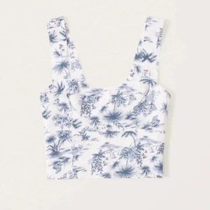 NWT Cropped Linen-Blend Corset Top